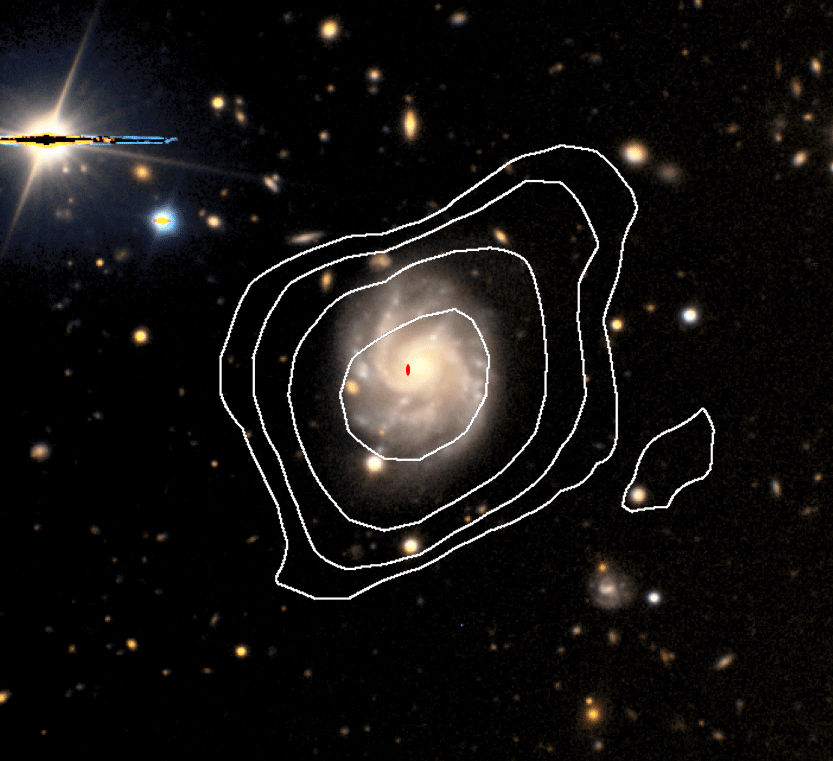 Optical image of FRB host galaxy with WALLABY HI contours overlaid.
