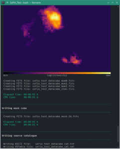 Screenshot of SoFiA 2 running in the KDE terminal emulator under Linux